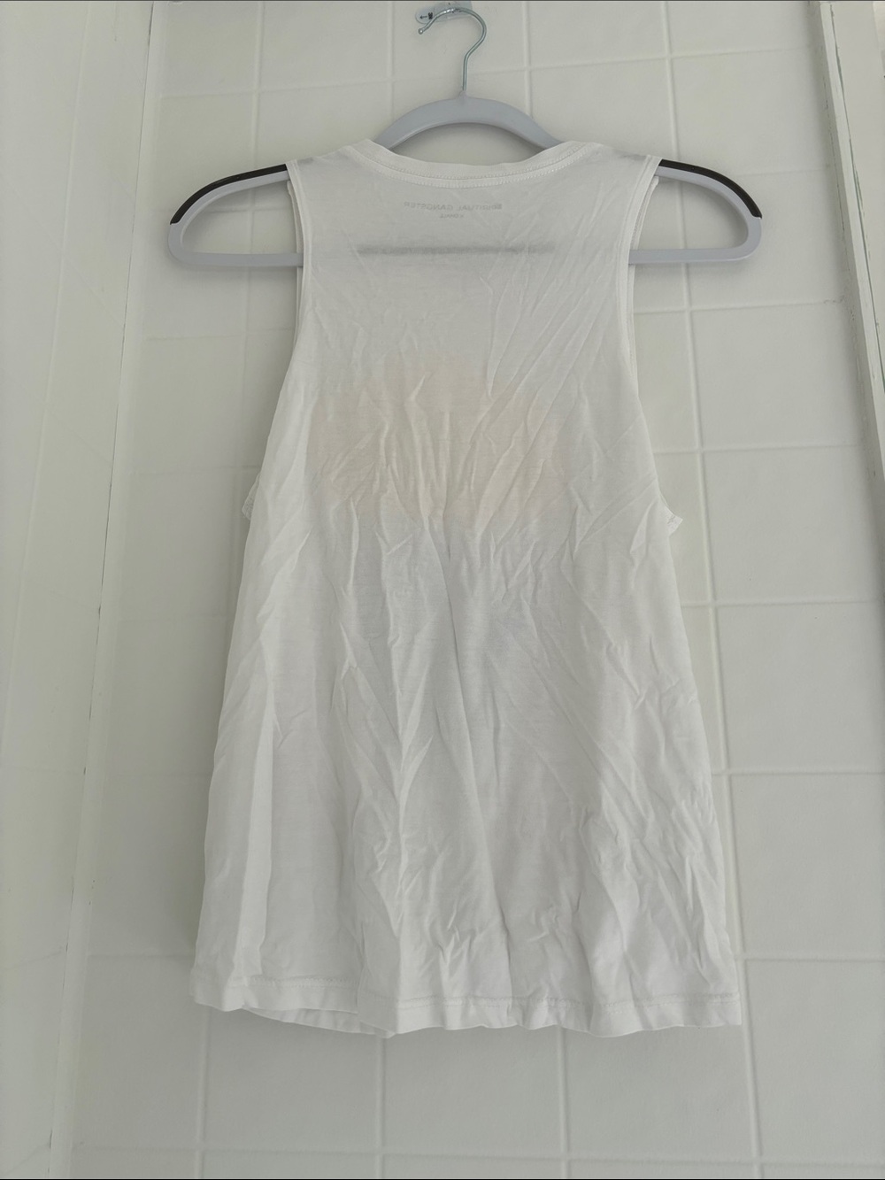Spiritual Gangster White Tank with Yellow, Blue & Teal 'Be The Light' Graphic - Picture 5 of 6